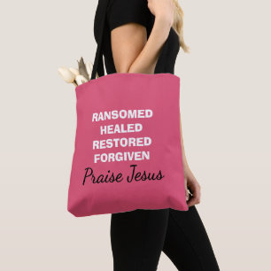 Personalised Pink PRAISE JESUS Christian Tote Bag