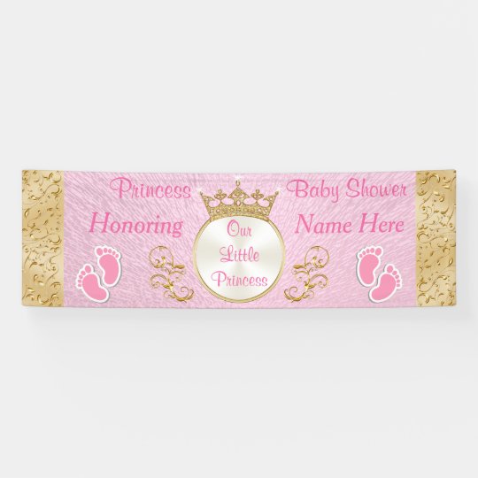 Personalised Pink Princess Baby Shower Banner | Zazzle.com.au