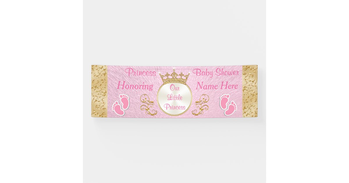 Personalised Pink Princess Baby Shower Banner | Zazzle