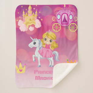 Personalised Pink Princess  Sherpa Blanket