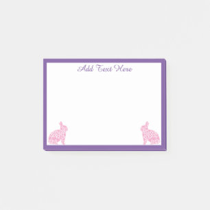Personalised Pink & Purple Bunny Rabbit Post-it Notes