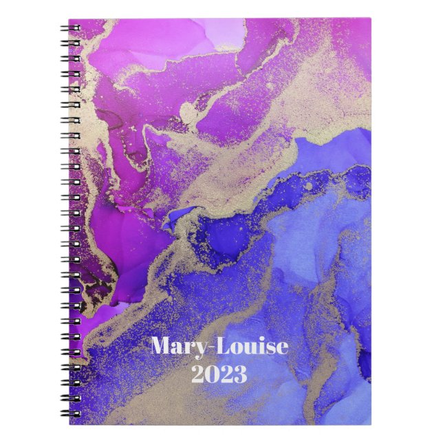 Personalised Pink Purple Gold Art Notebook (Front)
