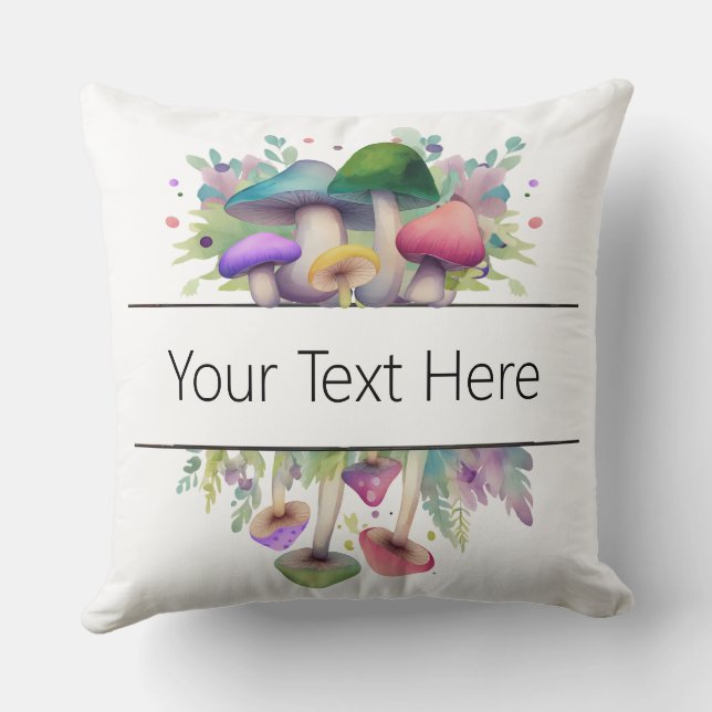 Personalised Pink & Purple Mushroom Theme Cushion (Back)
