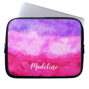 Personalised Pink & Purple Watercolor Laptop Sleeve