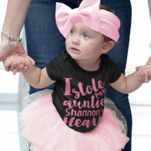 Personalised Pink Quote Stole My Aunties Heart Baby Bodysuit