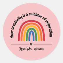 Personalised Pink rainbow heart teacher reward 