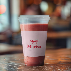 Personalised Pink & Red Bow Name Acrylic Tumbler