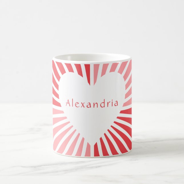 Personalised pink red heart coffee mug (Center)
