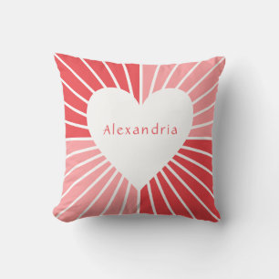 Personalised pink red heart cushion