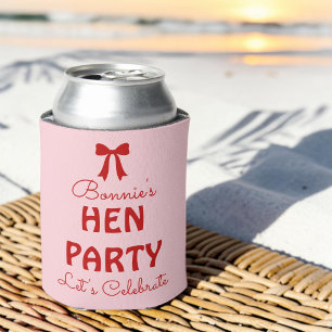 Personalised Pink & Red Hen Party Weekend Can Cooler