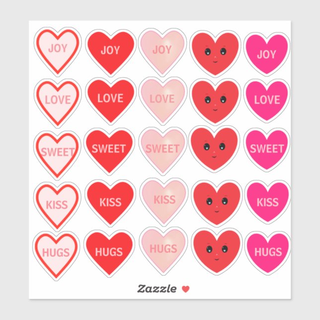 Personalised Pink & Red Love Hearts (Sheet)