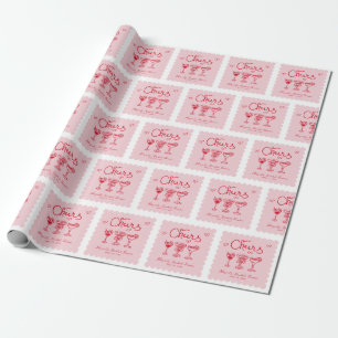 Personalised Pink Red Retro Bridal Shower Wrapping Paper