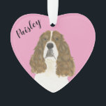 Personalised Pink Red White English Springer Ornament<br><div class="desc">I am in love with this beautifully detailed watercolor illustration of a red and white english springer spaniel on a sweet pink heart! Personalise these pastel ornaments and make the nice list this year! For the perfect presents, pair it with a matching item from the collection for a thoughtful housewarming,...</div>