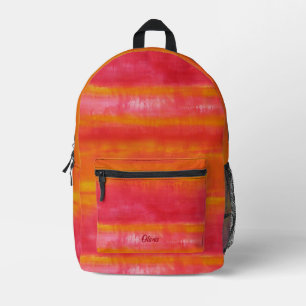 Personalised Pink Red Yellow Abstract Printed Backpack