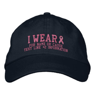 Personalised Pink Ribbon Awareness Embroidery Embroidered Hat