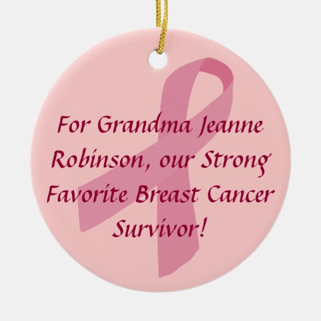 Personalised Pink Ribbon Breast Cancer Ornaments (Front)