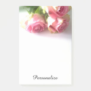 Personalised pink rose bouquet photo Post it notes