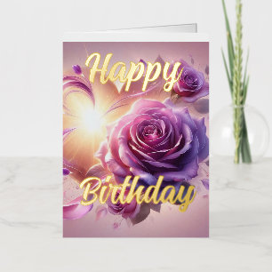 Personalised Pink Rose Elegant Birthday Wish Foil Greeting Card
