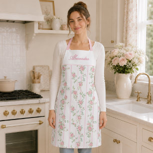 Personalised Pink Rose Floral Apron