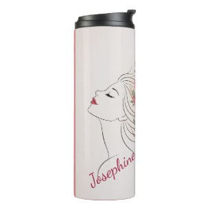 Personalised Pink Rose Floral Hair Woman Elegant  Thermal Tumbler