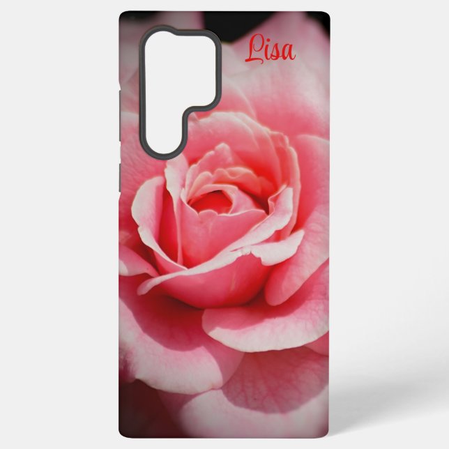 Personalised Pink Rose Flower Samsung Case  (Back)
