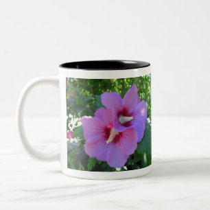 Personalised Pink Rose of Sharon Two-Tone Coffee Mug