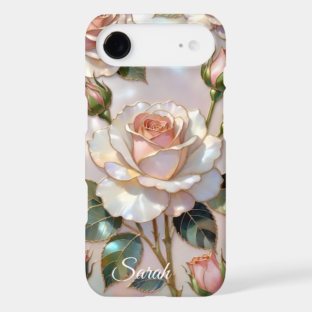 Personalised Pink Rose Phone Case Elegant Floral (Back)