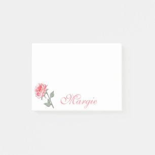 Personalised Pink Rose Post-it Notes
