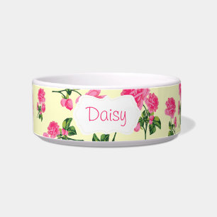 Personalised pink roses bowl - cream