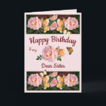 Personalised Pink Roses Christian Sister Birthday Holiday Card<br><div class="desc">This card was created for the designer's dear sister. The roses featured on the card grew on a rose busy given as a gift to the designer by her sister, so this card very special! Customise it to make a really wonderful card for your own sister or a Christian sister...</div>