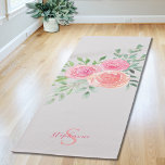 Personalised Pink Roses Yoga Mat<br><div class="desc">This pretty yoga mat is decorated with a watercolor bouquet of roses and foliage in shades of pink, coral and green on a soft grey background. A text template is included to personalise this design with your name and monogram making this yoga mat unique to you. Original Watercolor © Michele...</div>