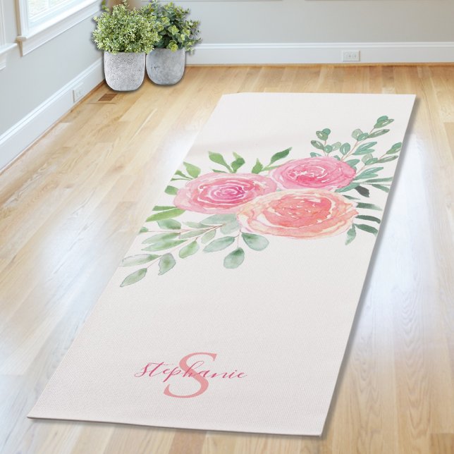 Personalised Pink Roses Yoga Mat (Creator Uploaded)