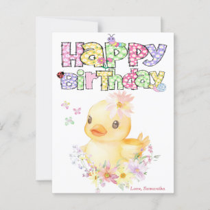 Personalised Pink Rubber Duck First Birthday Card