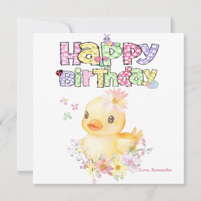 Personalised Pink Rubber Duck First  Greeting Card (Front)