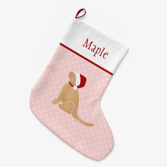 Personalised Pink Santa Dog Christmas Stocking  (Front (Hanging))