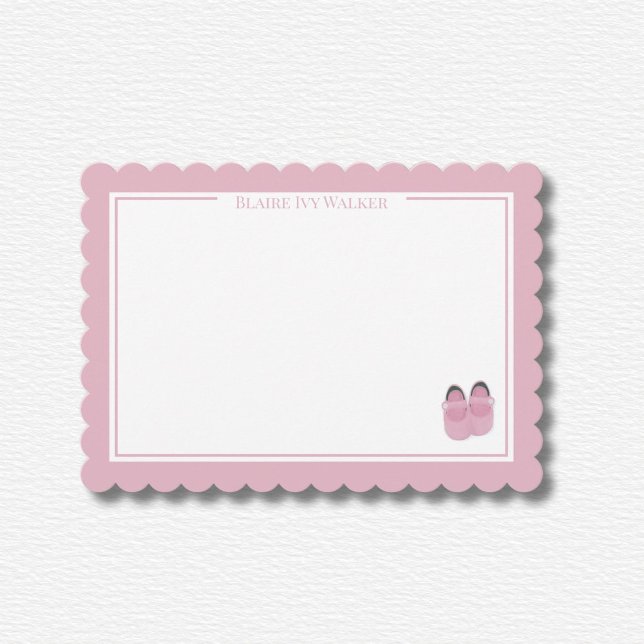 Personalised Pink Scalloped Stationery Invitation (Creator Uploaded)