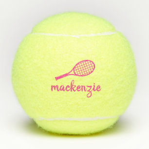 Personalised Pink Script Name Tennis Balls