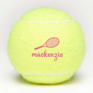 Personalised Pink Script Name Tennis Balls