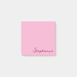Personalised Pink Script Post it Sticky Notes