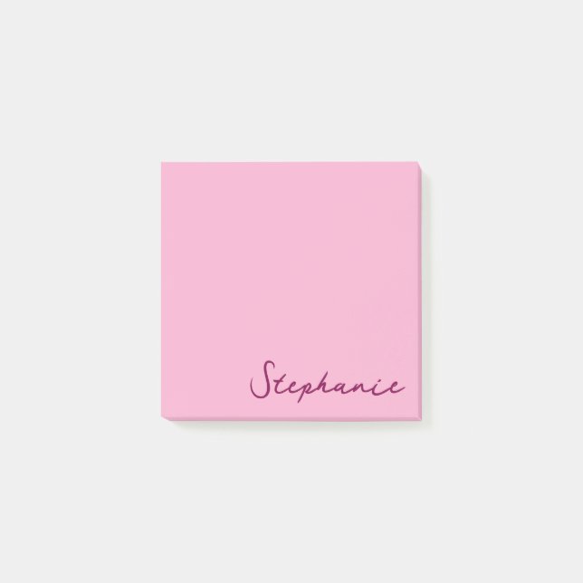 Personalised Pink Script Post it Sticky Notes (Front)