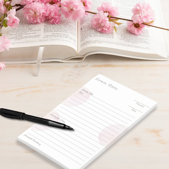 Personalised  Pink  Sermon Notes Lined  (Creator Uploaded)
