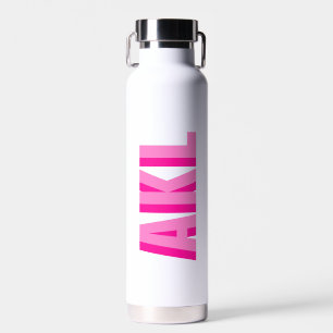 Personalised Pink Shadow Monogram Initials Water Bottle