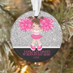 Personalised Pink & Silver Cheerleading Ornament 