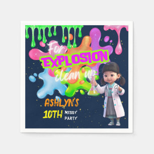Personalised Pink Slime Asian Girl Scientist Napkin
