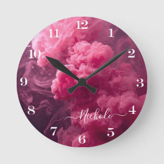 Personalised Pink Smoke Round Clock