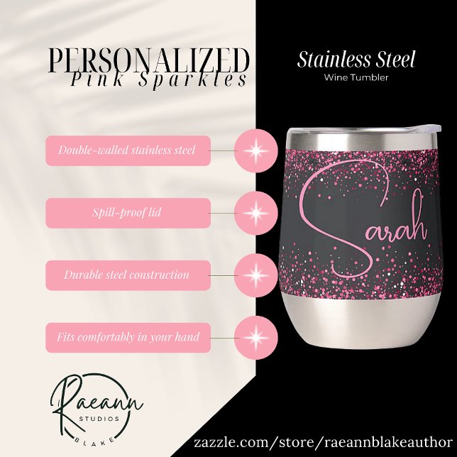 Personalised Pink Sparkles Stainless Steel  (Creator Uploaded)