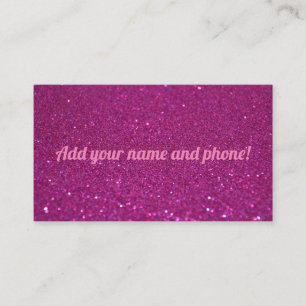 Personalised pink sparkling glitter business card