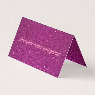 Personalised pink sparkling glitter business card