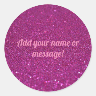Personalised pink sparkling glitter classic round sticker
