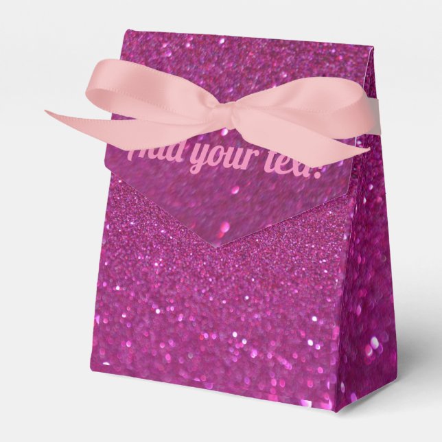 Personalised pink sparkling glitter favour box (Front Side)